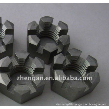 Black Course thread hex slotted nut